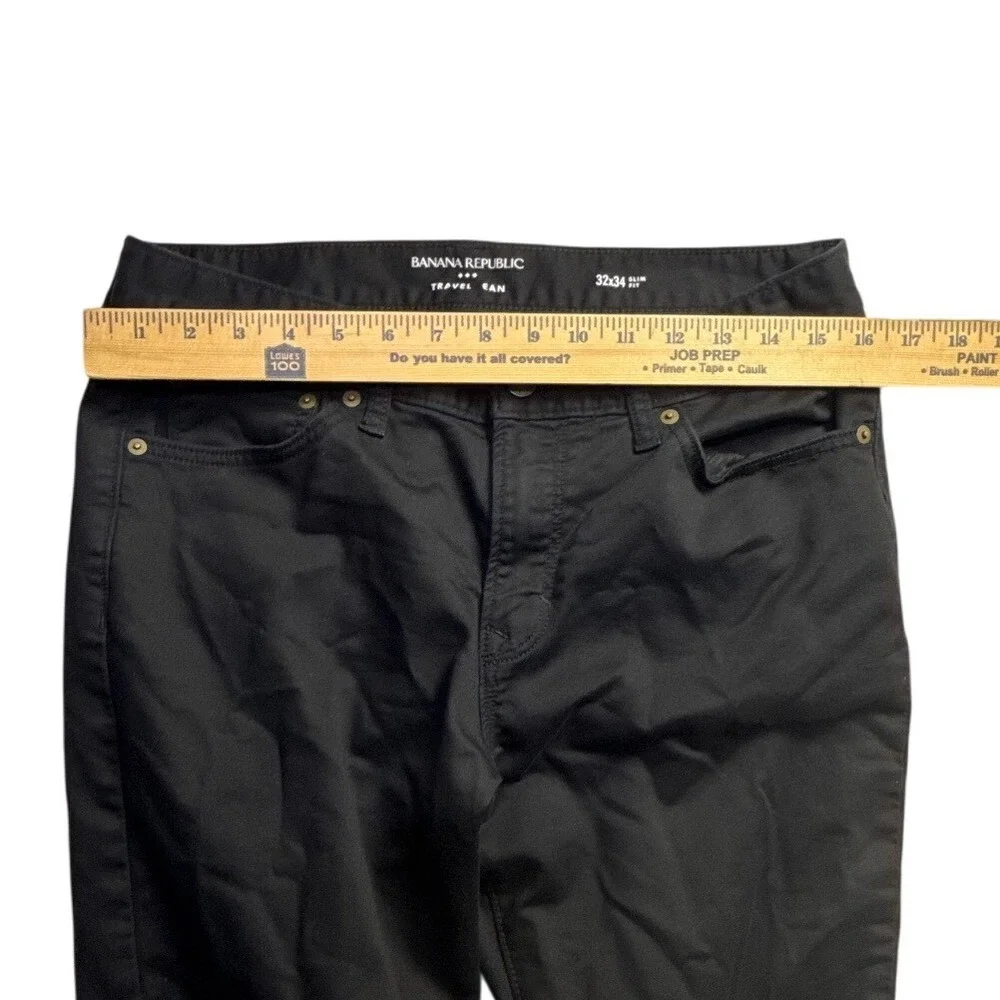 Banana Republic Travel Pant Mens 32x34 Slim Fit Black Stretch Cotton-2511